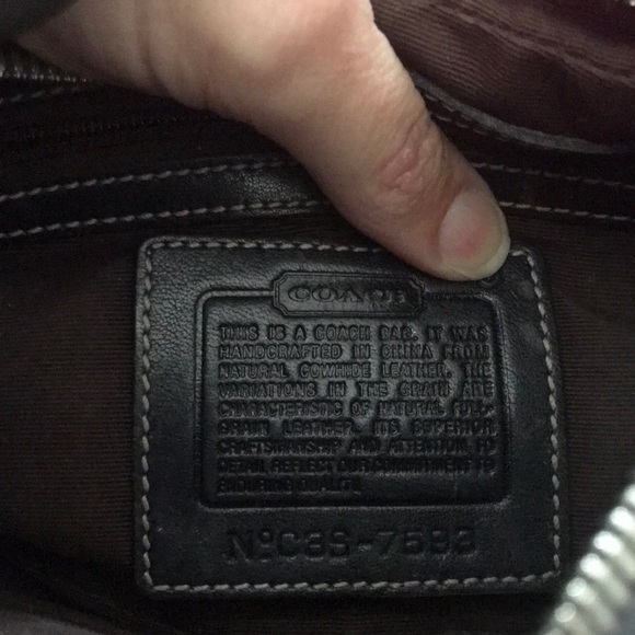 Coach Purse Black Leather Small White Stitch - Picture 3 of 8